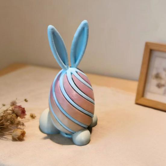Spiral Kaninöra Ägg Fidget-leksak 3D-printad Påskhare Ägg Spiral Genomgångsskulptur Figur Prydnad för Högtidsparty