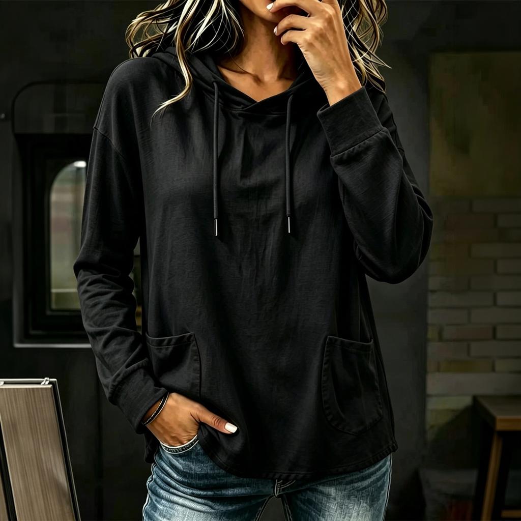 Women's Fashion Casual Hoodie Long Sleeve Loose Fit Color Pullover Sweatshirt for Everyday Wear