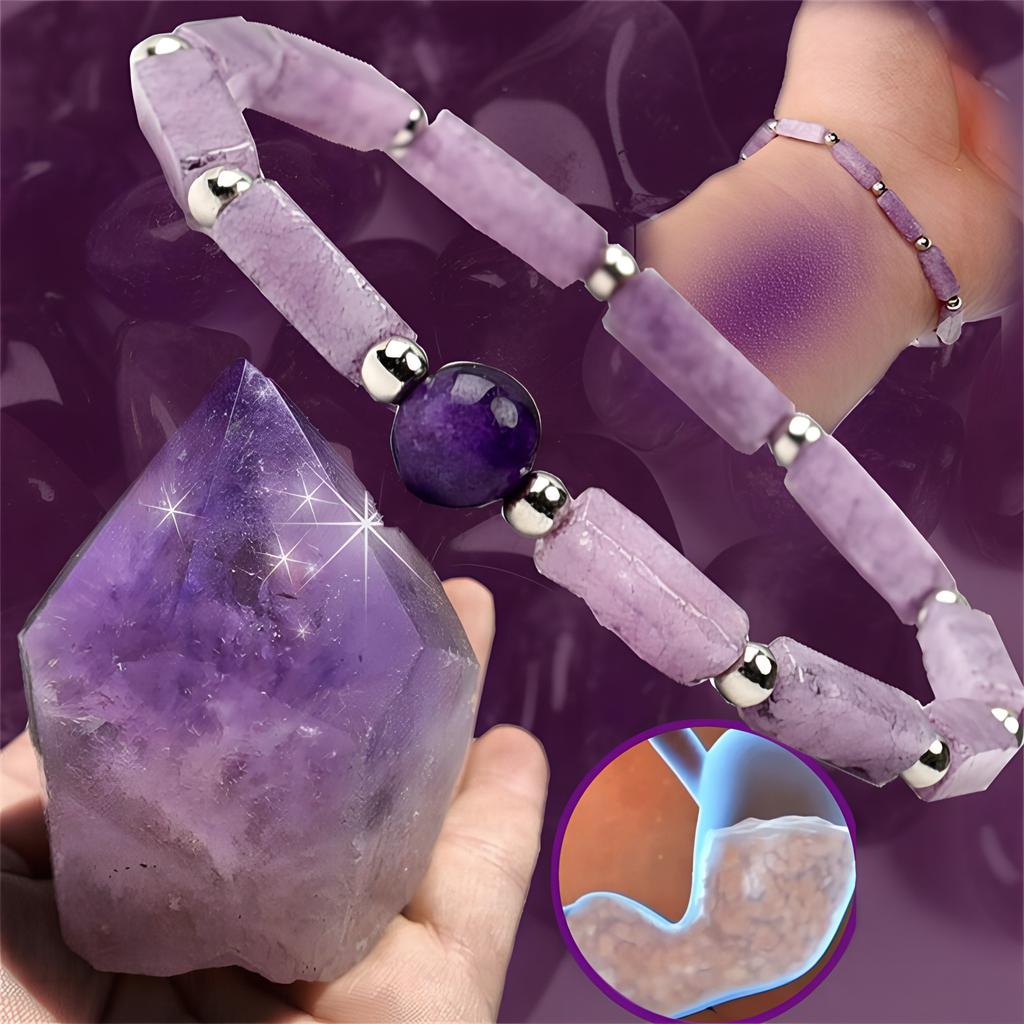 Women's Natural Amethyst Body Purifying Slimming Stone Bracelet for Healing ADM