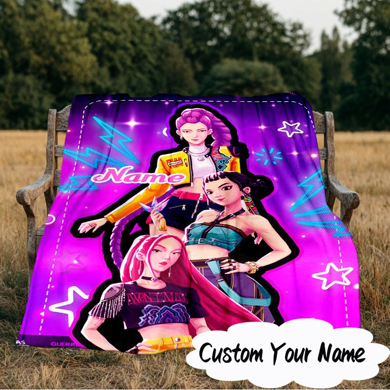 Custom Name Powerful KPop Fashion Blanket Ideal Bedding Blanket Perfect for Travel, Camping, Living Rooms, Offices, Sofas, Fan Christmas Gift