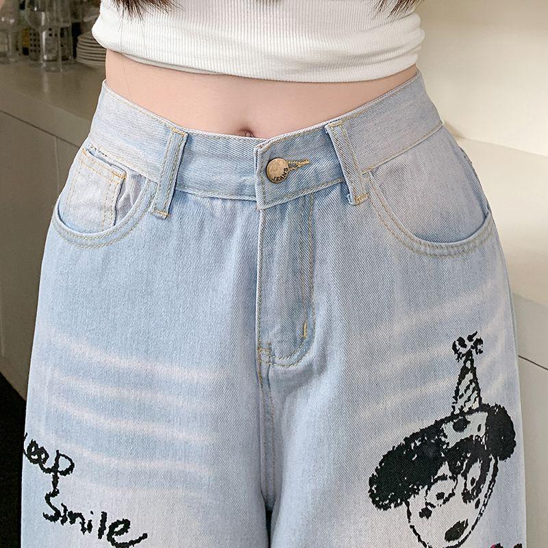 Nadměrná velikost Vintage s vysokým pasem ležérní volné dlouhé Dámské letní džíny denim široké nohavice