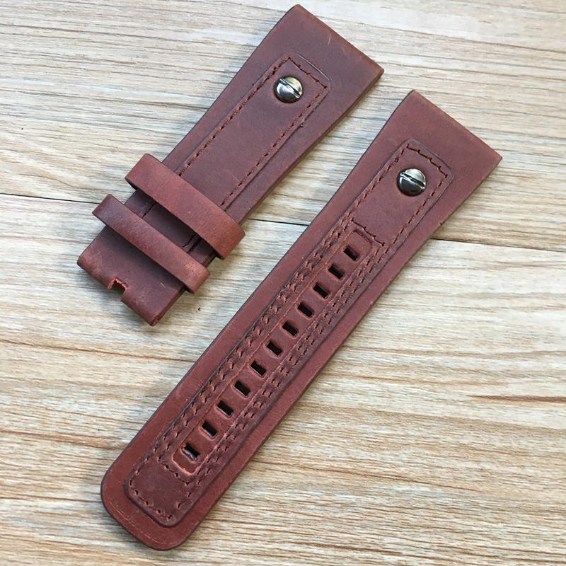 Handmade Personality 28mm Black Brown Calf Genuine Leather Wrist Watch Band For Seven Friday Strap Belt Bracelet With Rivet