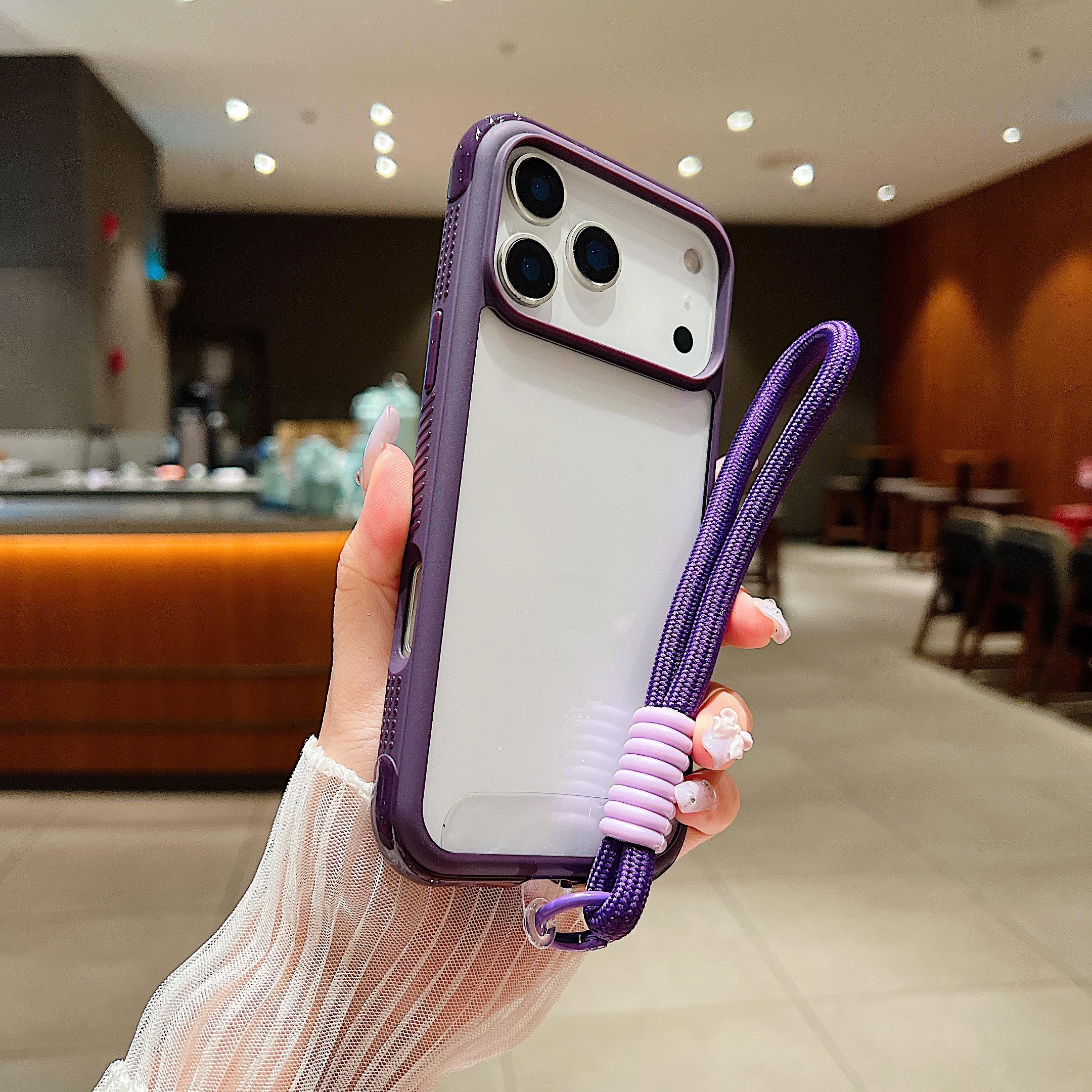 

For iPhone 17 Pro Case TPU + PC Transparent Protective Phone Cover with Wrist Strap G