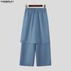 INCERUN Pantaloni Lunghi Casual da Uomo Vintage a Vita Elastica con Strati Irregolari