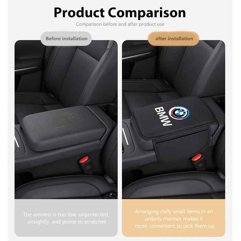 AAAPS1 Car Seat Armrest Box Pad Elbow Cushion Height Storage Pocket For BMW Performance E91 X5 E70 F11 E30 F31 X3 F25 F32 X7