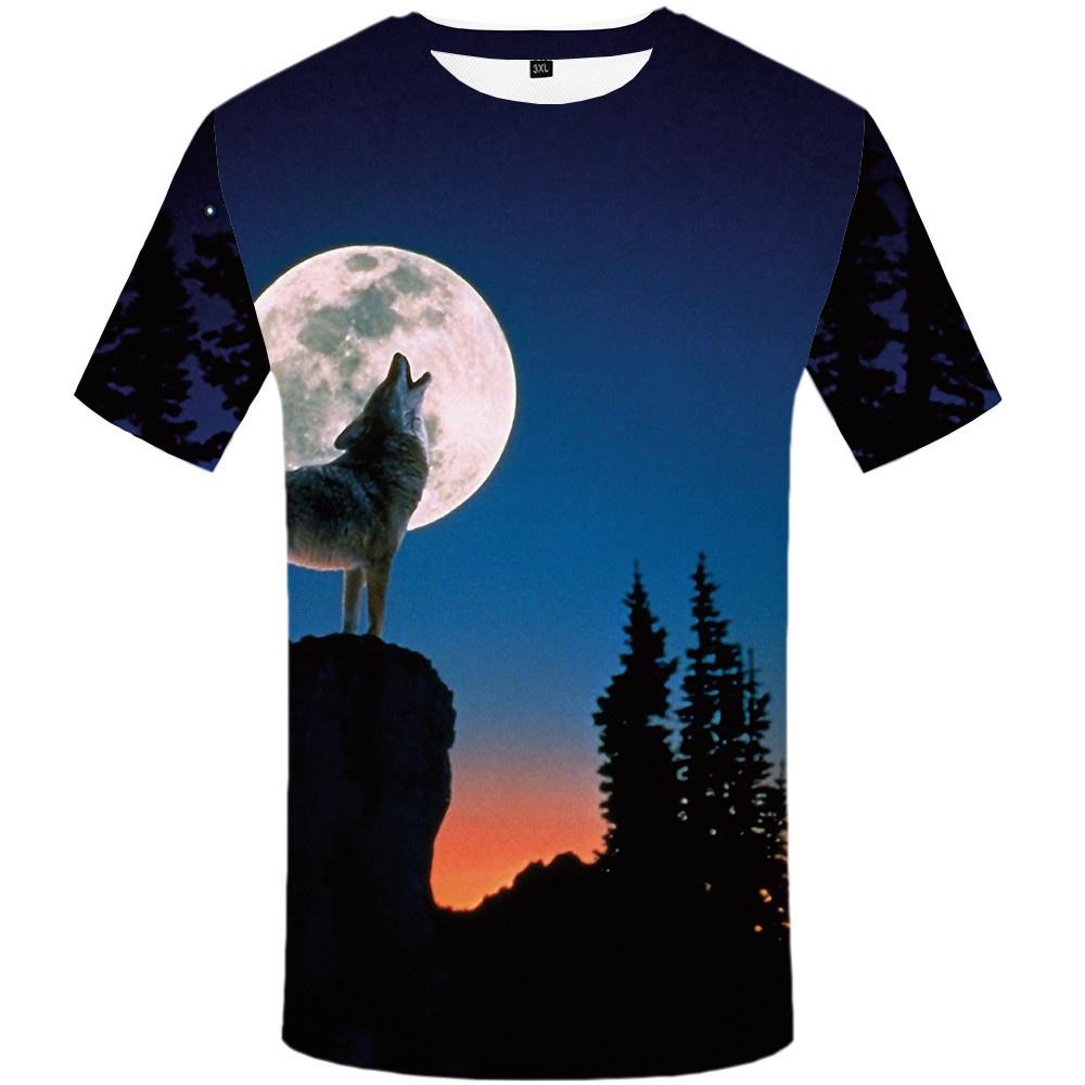 Men's Wolf Mountain 3d Print Summer Casual T-shirt With Stunning Graphic Design