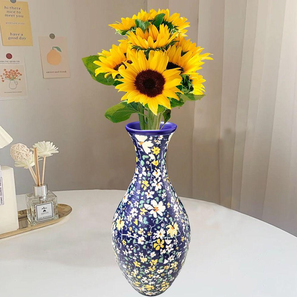 DIY Arts 3D Puzzlef Flower Vase Flower Arrangements Puzzle Kit Unique Home Ornaments for Adults