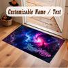 Space Cosmic Theme Crystal Velvet Floor Rug Personalized Custom Name Text Warm Carpet Home Decoration