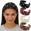 Punk Leather Headband Black and Red Hollow Ring Hair Hoop Ins Metal Rivets Headwear  Festival
