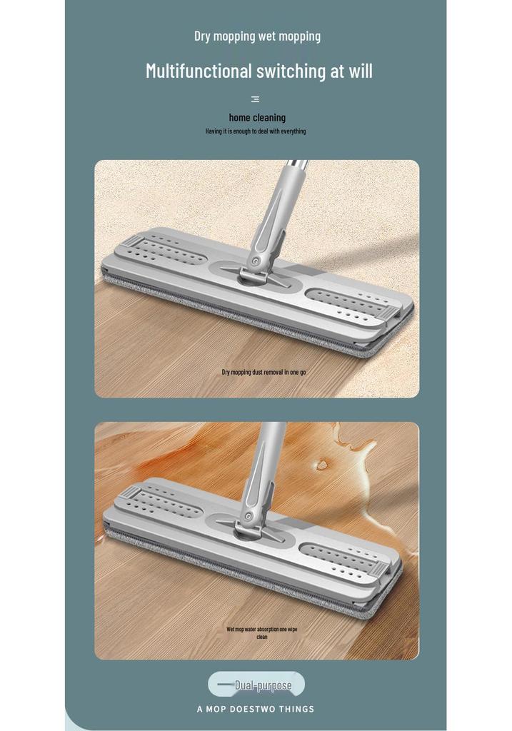 Hands-Free Scratch-Off Tablet Mop for Wooden Floors - Wet & Dry Use, Easy-Cleaning, Flat Mop