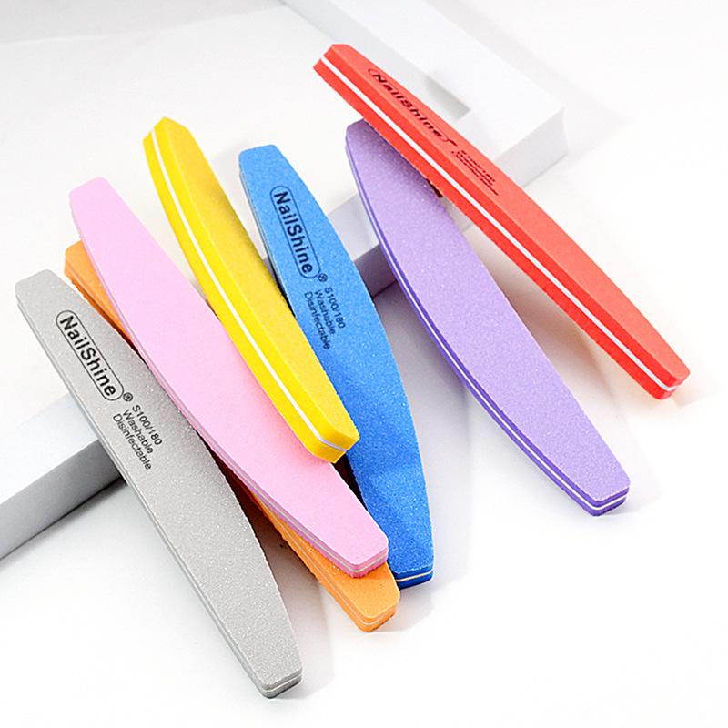 Nail Salon High-Elastic Half-Moon Sanding and Shaping Multi-Color Sponge Nail File