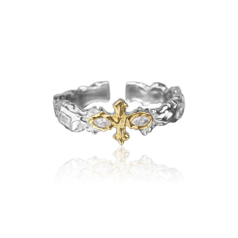

Ancient Merad Cross Ring Female Double Dark Black Index Finger Ring Design Couple Ring
