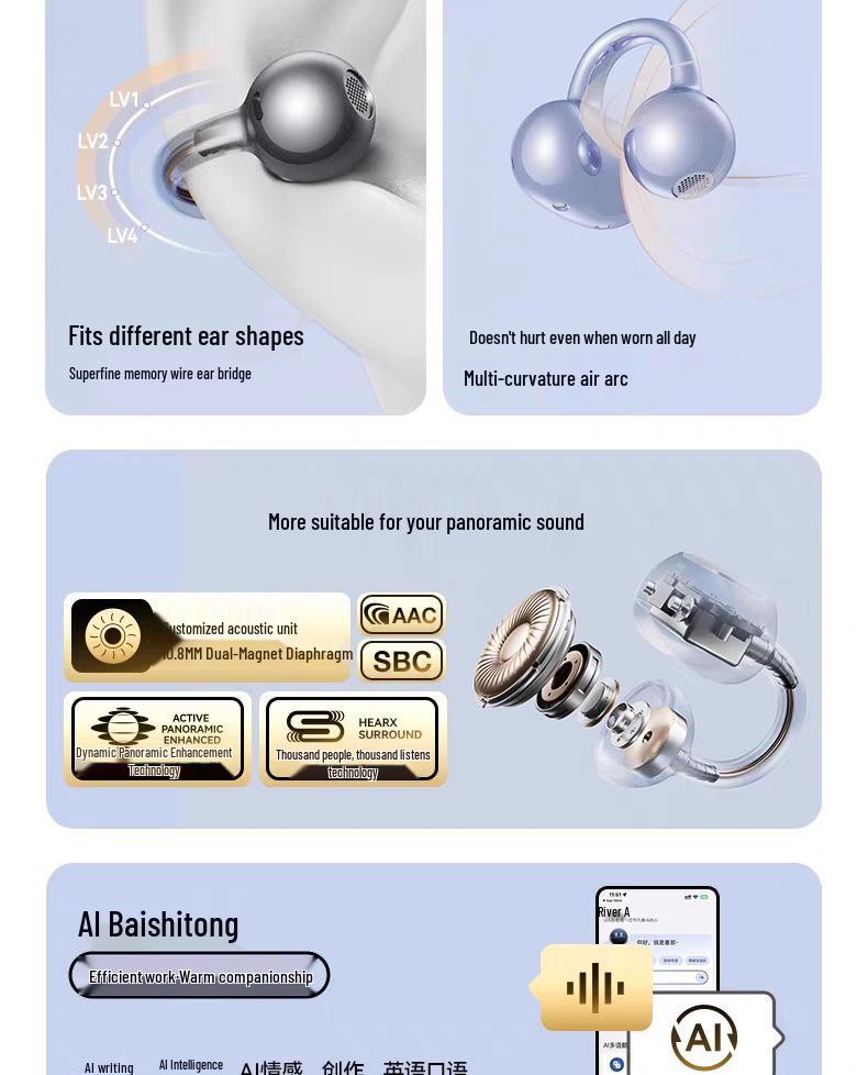 Sena S8SAI 2025 Bluetooth Ear-Clip Air Conduction Open-Ear Sports Earphones