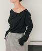 Titibait Long Sleeve AFXN2168 Medium Black Off-the-Shoulder T-Shirt Women's