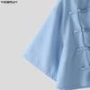 INCERUN Two Pieces Summer Men Lapel Neck Short Sleeve Cropped Tops and Pants Sets