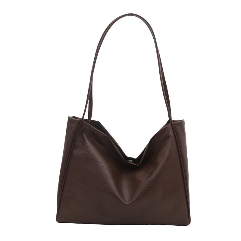 Minimalist And Modern Pu Tote Bag For Women In Brown With Generous Space Perfect For Use Daily