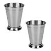 2pcs Stainless Steel Mint Julep Cup Beaded Trim Border Mojito Cup  Party