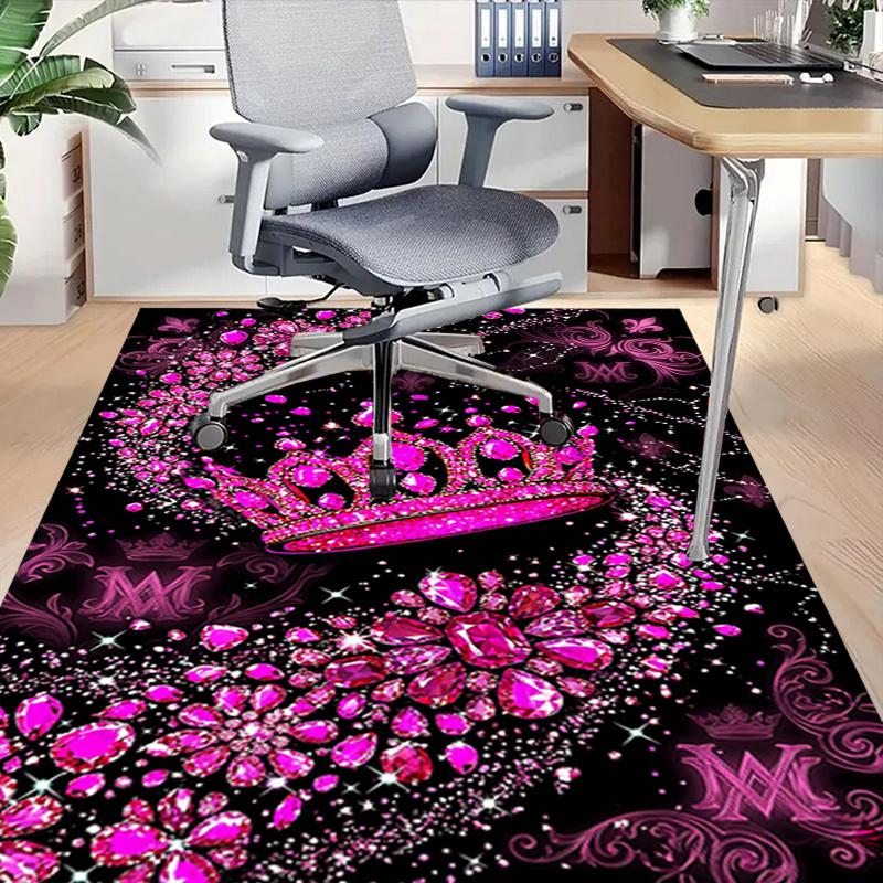 1PC Crown Diamonds Non-Slip Floor Carpet, Office, Family, Bedroom, Studio - Large Area Rug, Vibrant Colors, Longlasting Material-X441