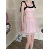 Kumikumi Sweet and Spicy Pink Open Back Tied Dress Women's Summer New Arrival Waist-Tight Slim Looking Atmosphere Pettiskirt