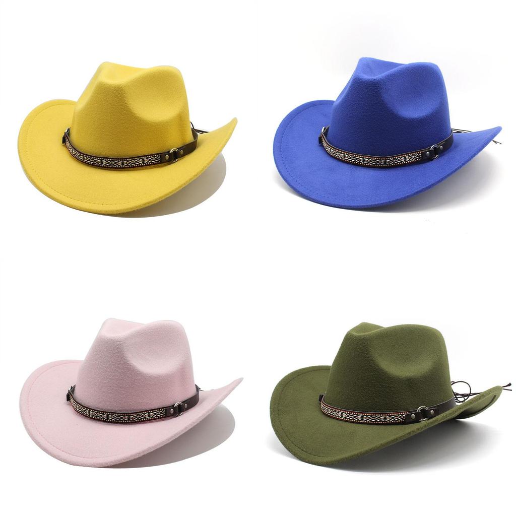 Cappello da Cowboy Occidentale per Uomo Donna in Feltro di Lana con Ampia Tesa Protezione Solare