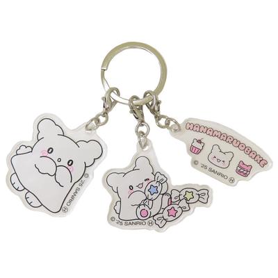 Marimo Craft Sanrio Hanamaru Obake Pastel POP Series Acrylic Pink 48mm W X 50mm H X 3mm 3-Piece Keychain, (Each Part D, SRTZ-312)
