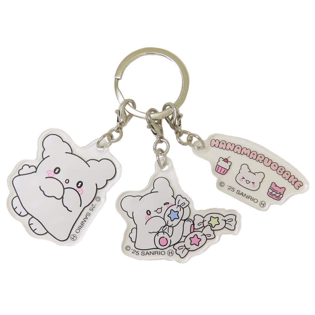 Marimo Craft Sanrio Hanamaru Obake Pastel POP Series Acrylic Pink 48mm W x 50mm H x 3mm 3-Piece Keychain, (Each Part D, SRTZ-312) розовый