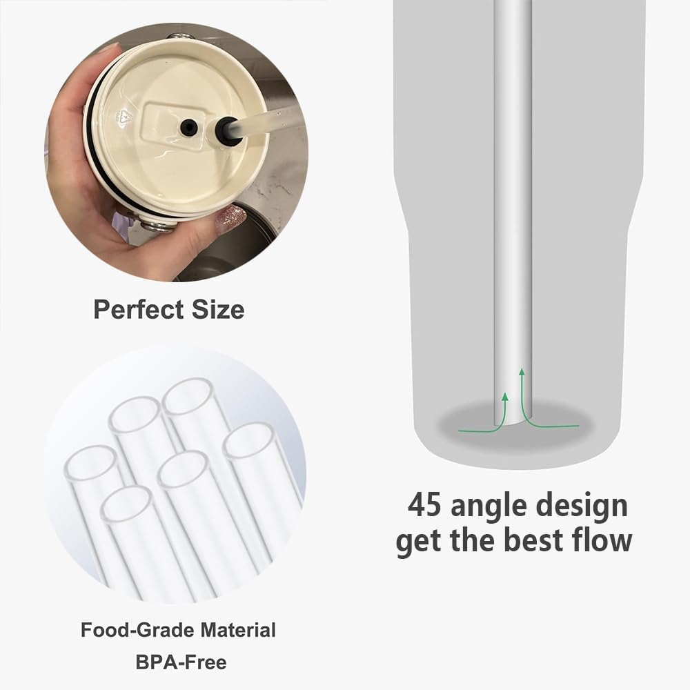 Replacement Straws Compatible with Stanley IceFlow Flip Straw Tumbler 30 Oz,64 oz-Accessories Included 6 Straws,1 Cleaning Brush(Not For Stanley Ice