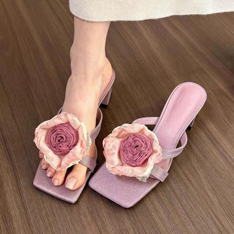 Cool Slippers Female Summer Wear 2025 New Summer Internet Celebrity with Skirt Simple Fairy Style Thick High Heel Sandals
