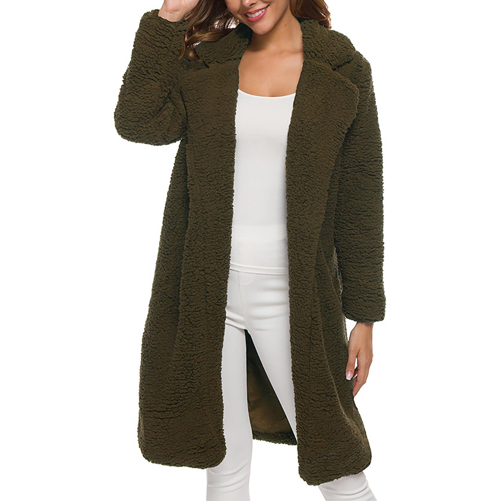 Женский модный цветной теплый свободный плюшевый утолщенный кардиган-свитер с капюшоном, длинный рукав, плюшевое пальто M зелёный