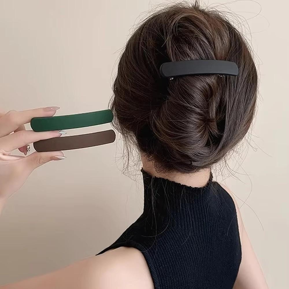 Vintage Solid Color Hair Clip Frosted Matte Spring Clip Rectangle Non-Slip Hair Grip for Women