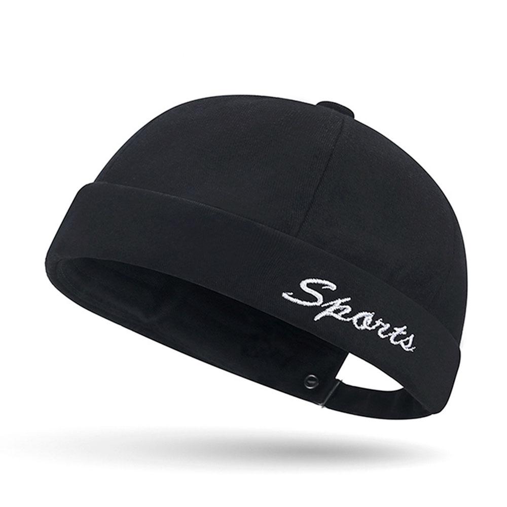 Fashion Letter Print Beanie Hats Men Docker Cap Skullcap Retro Brimless Hip Hop Hats Cotton Adjustable Spring Landlord Hat