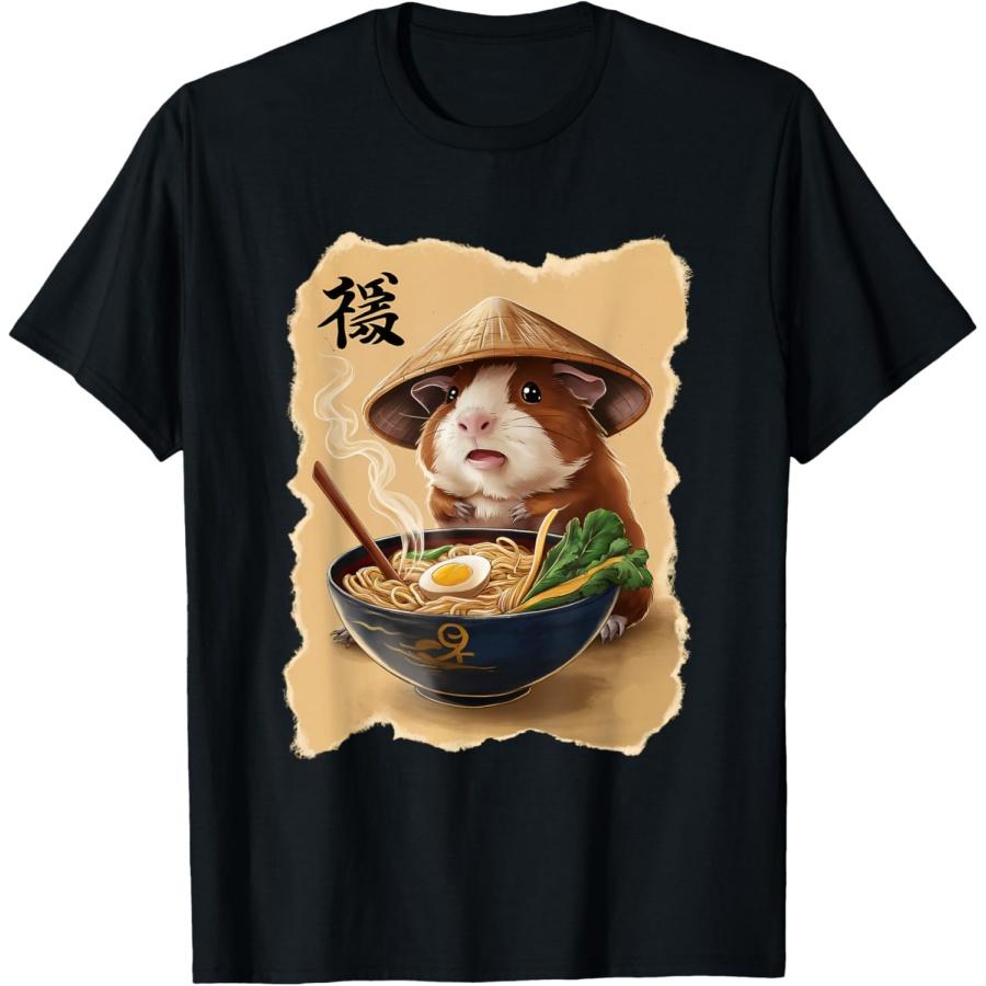 Guinea Pig Men Woman Kawaii Eating Ramen Japanese Guinea Pig T-Shirt S
