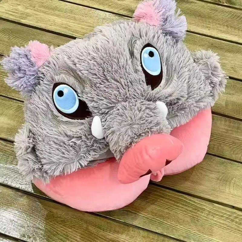 Role Playing Prop Wild Boar Head Plush Hat Devil Killer Hashibira Inosuke Warm Headpiece Japanese Anime Plush Hat