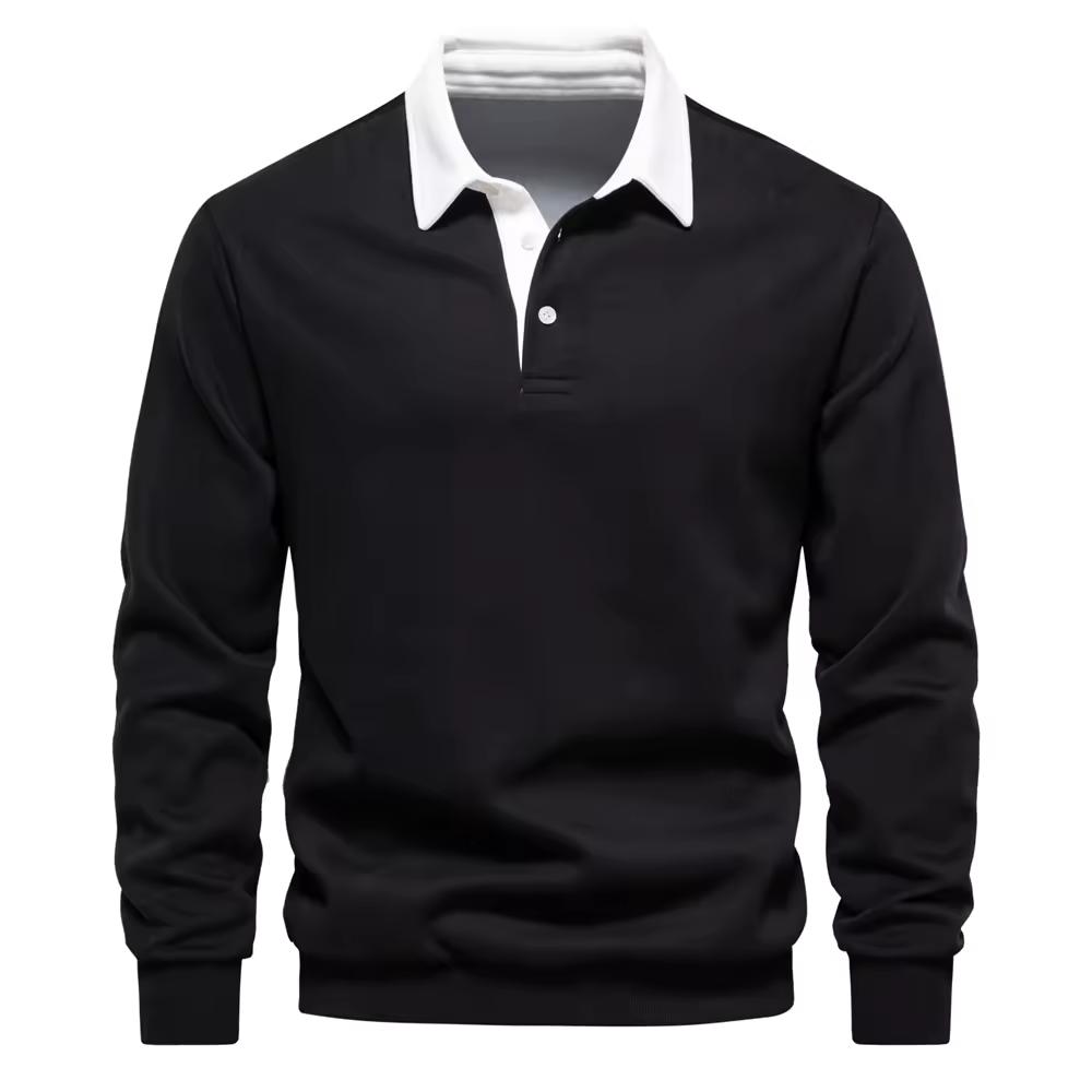 Autumn Spring Polo Neck Sweatshirts for Men Casual and Social Wear Cotton Men's Sweatshirts