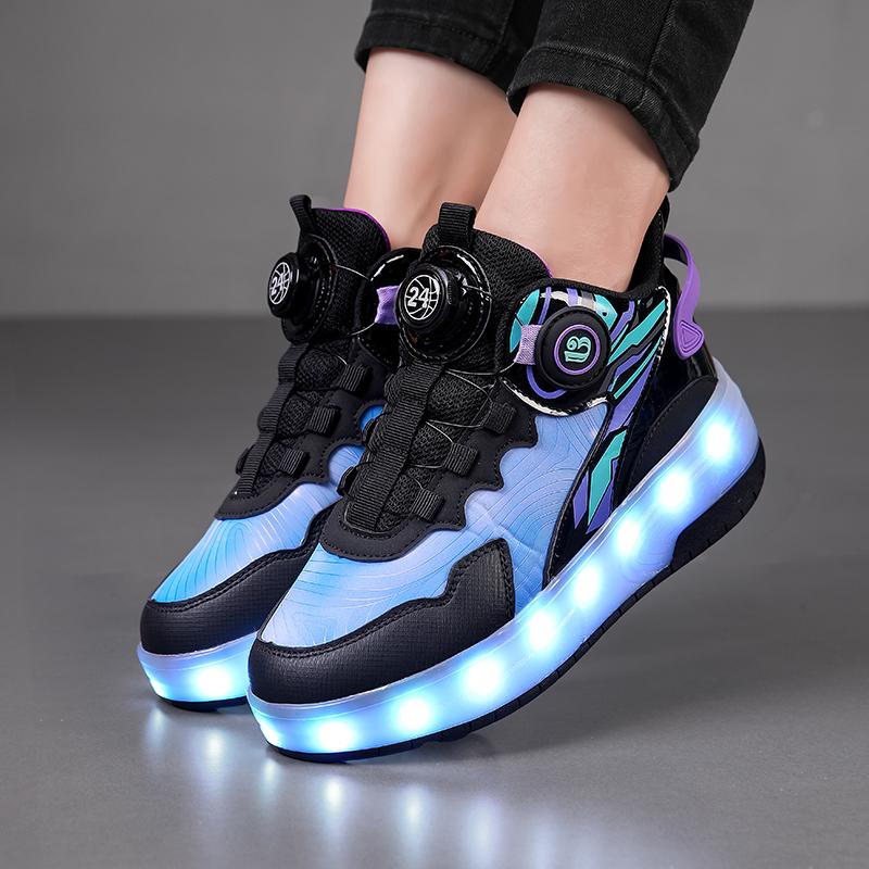 Boys/girls Two-wheel Dual-purpose Roller Skates Double Row Heely Shoes Roller Skates Luminous Sports Shoes Rechargeable