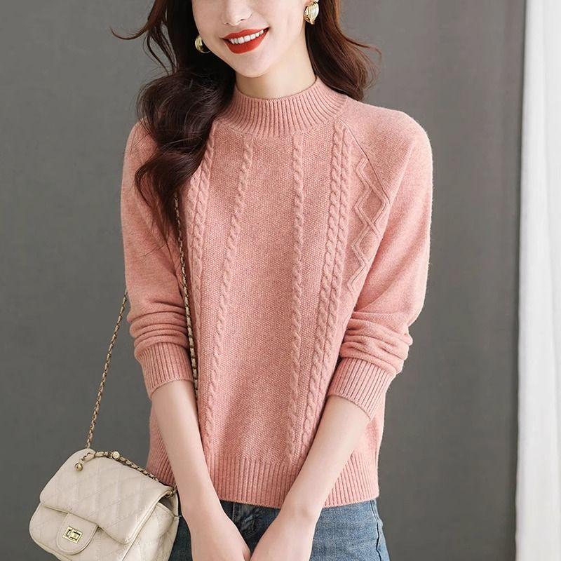 Beautiful Pink Turtleneck Sweater Women Autumn Winter Long Sleeve Pullover Sweater Female Knitted Tops Jumper Ladies