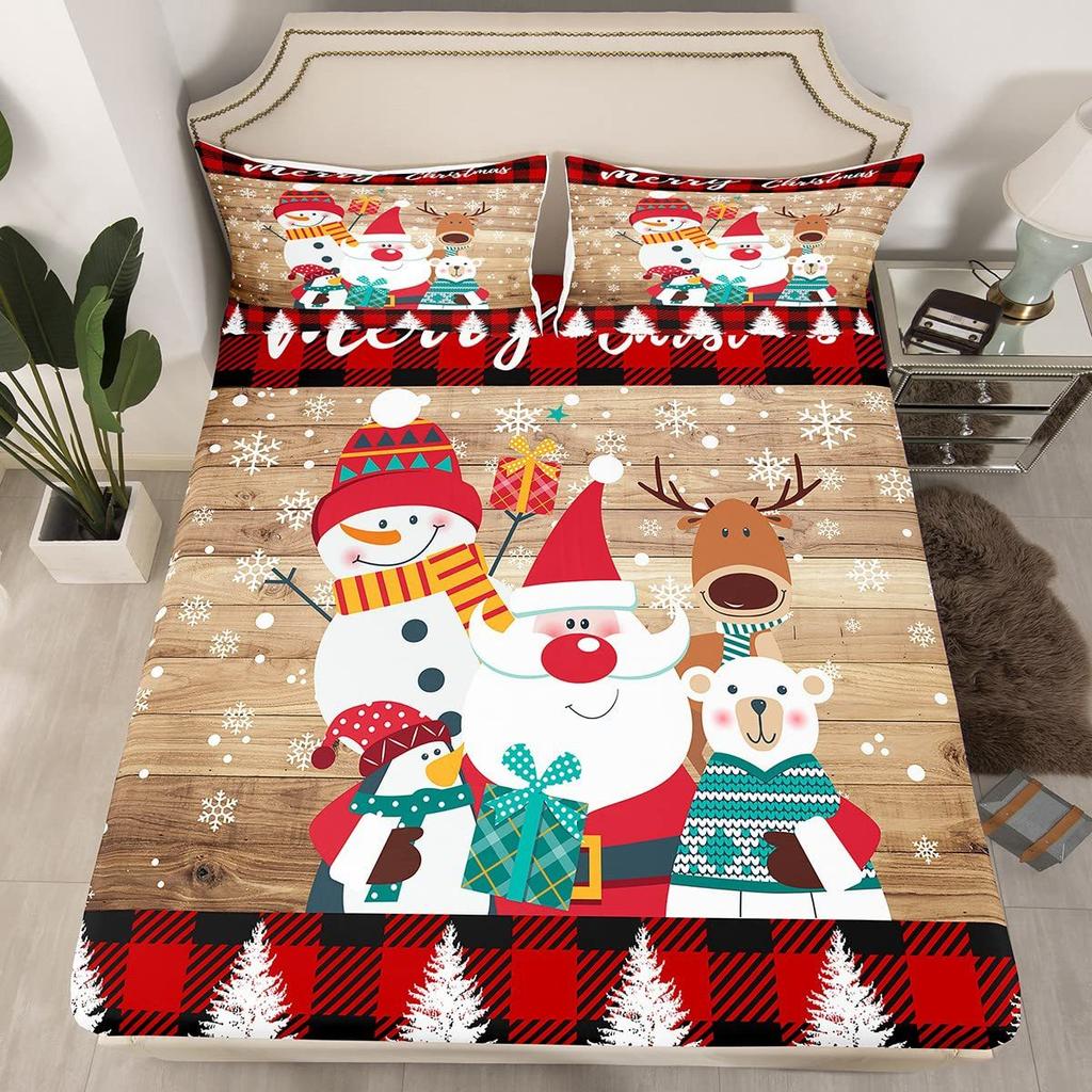 Merry Christmas Sheets Cute Santa Mattress Suitable for Children Adult Dormitory Bedroom Decoration