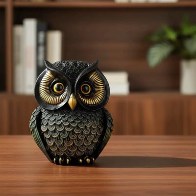 Decorative Resin Owl Statue Vintage Adorable Owl Ornament Handcrafted Owl Sculpture Table Centerpiece