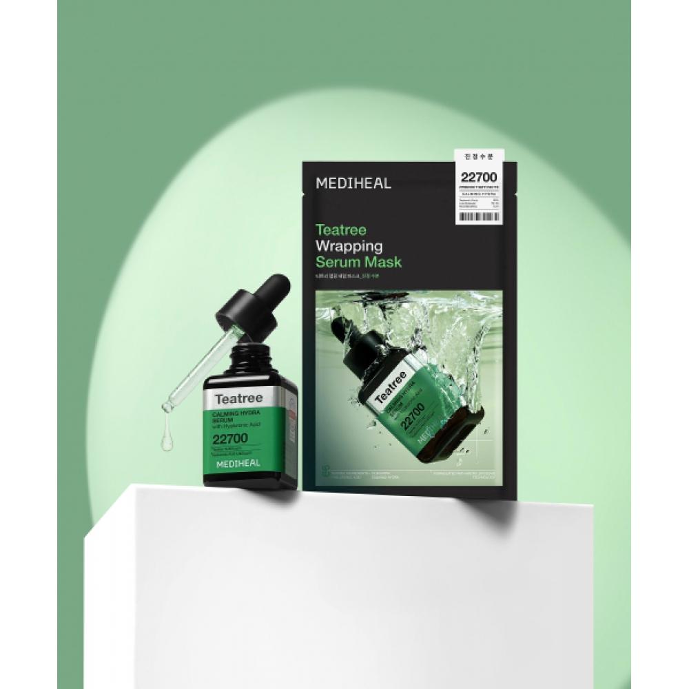 Mediheal [20 Sheets] Tea Tree Soothing Moisture Wrapping Serum Mask 10 Sheets  Total 20 Sheets Additional 6 Ml Of Serum Included 