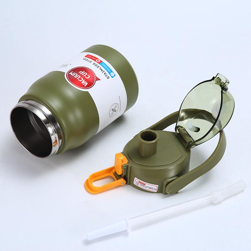 Steel Thermos Cup Outdoor Big Cap Sports Kettle Portable Portable Spring Straw Cup Durable Durable Useful Useful