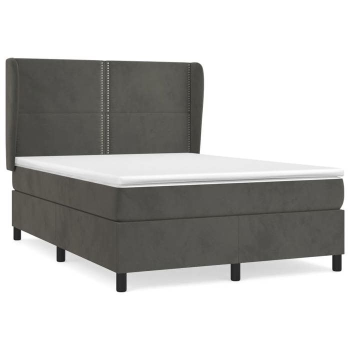3129154 vidaXL Divan-lit Et Matelas Gris Foncé 140x200cm Velours