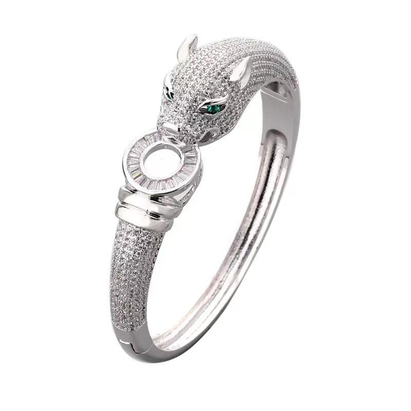 Cheetah Personalized Bracelet with Zircon Leopard Head Color Preserving Bracelet