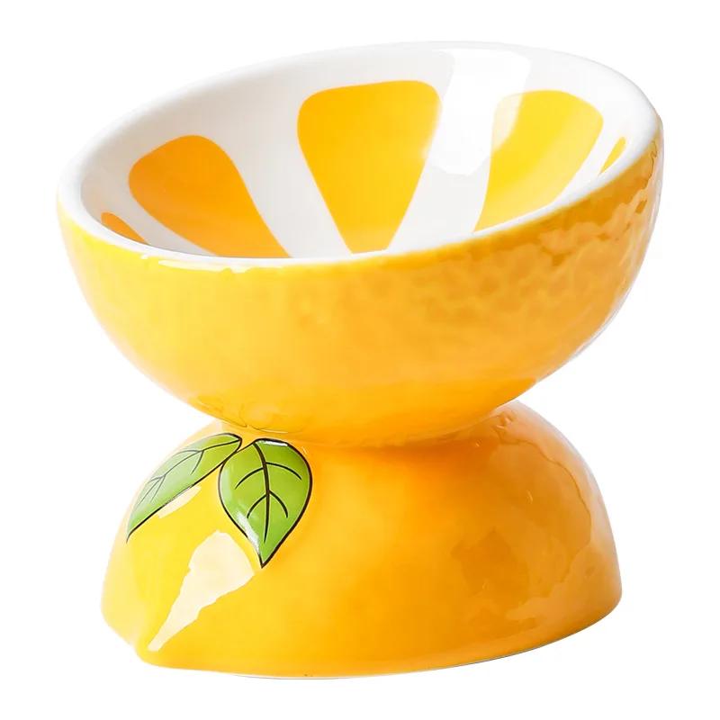 Cat Bowl Ceramic Cat Food Basin Cervical Protection Slanted Mouth Pet Supplies High Footed Bowl Cat Food Basin Dog and Cat Bowl