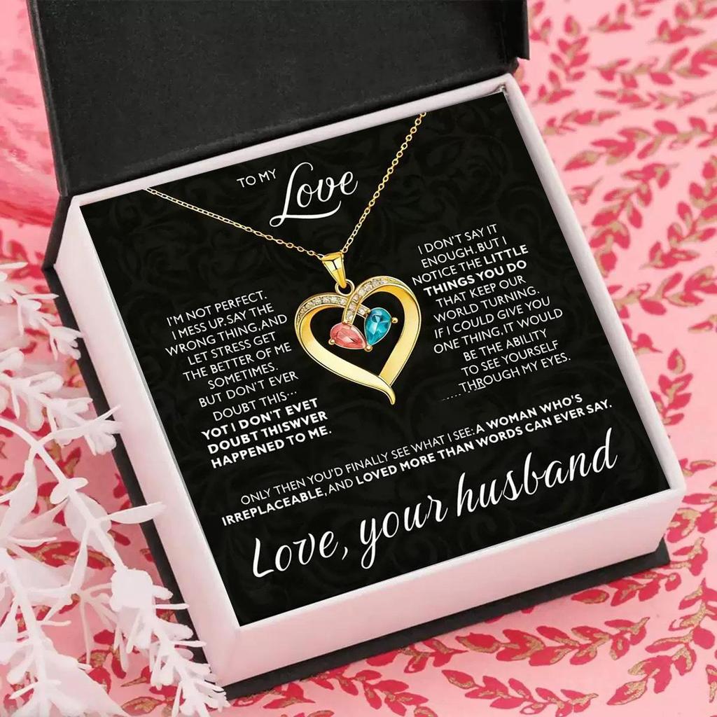 Creative Zodiac Heart & Water Drop Pendant Necklace with Engravable Name