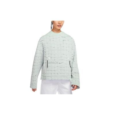 Therma-Fit Adv Tech Pack Logo Embroidered Loose Solid Color Crewneck Cotton Sweater Winter Women Sweater Light-Silver DM6175-034