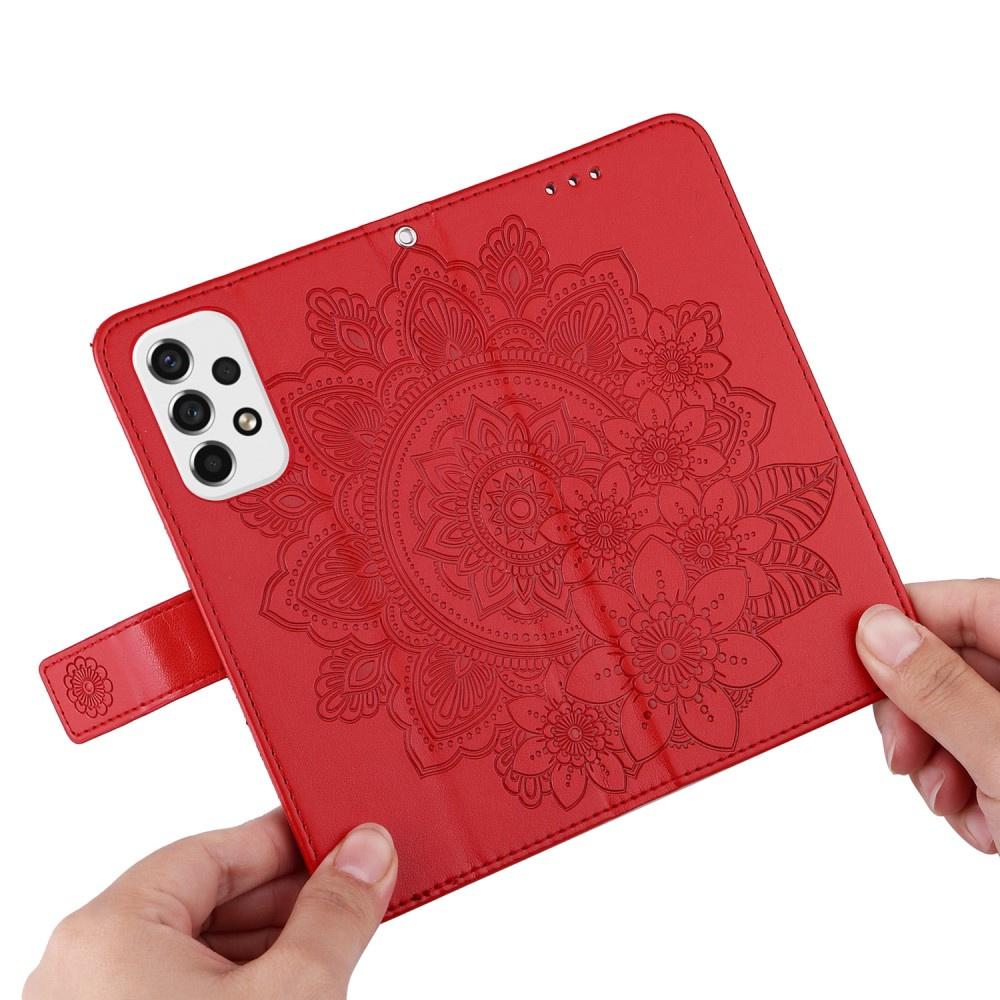 Samsung Galaxy A53 5G Flip Case, Mandala Flower, Red