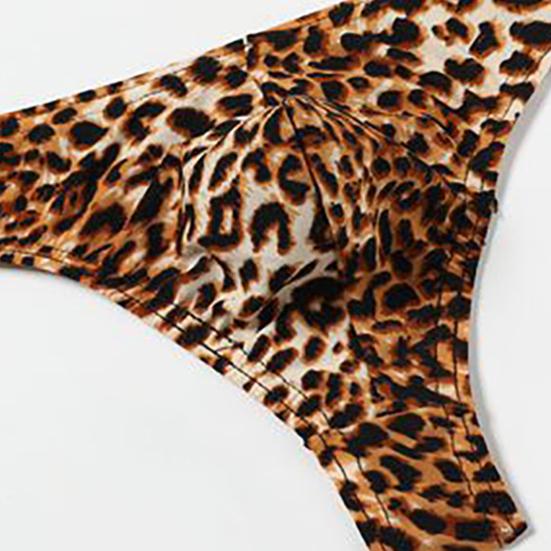 Underwear Leopard Print Breathable Men T Shape Underpants Thongs Daily Life