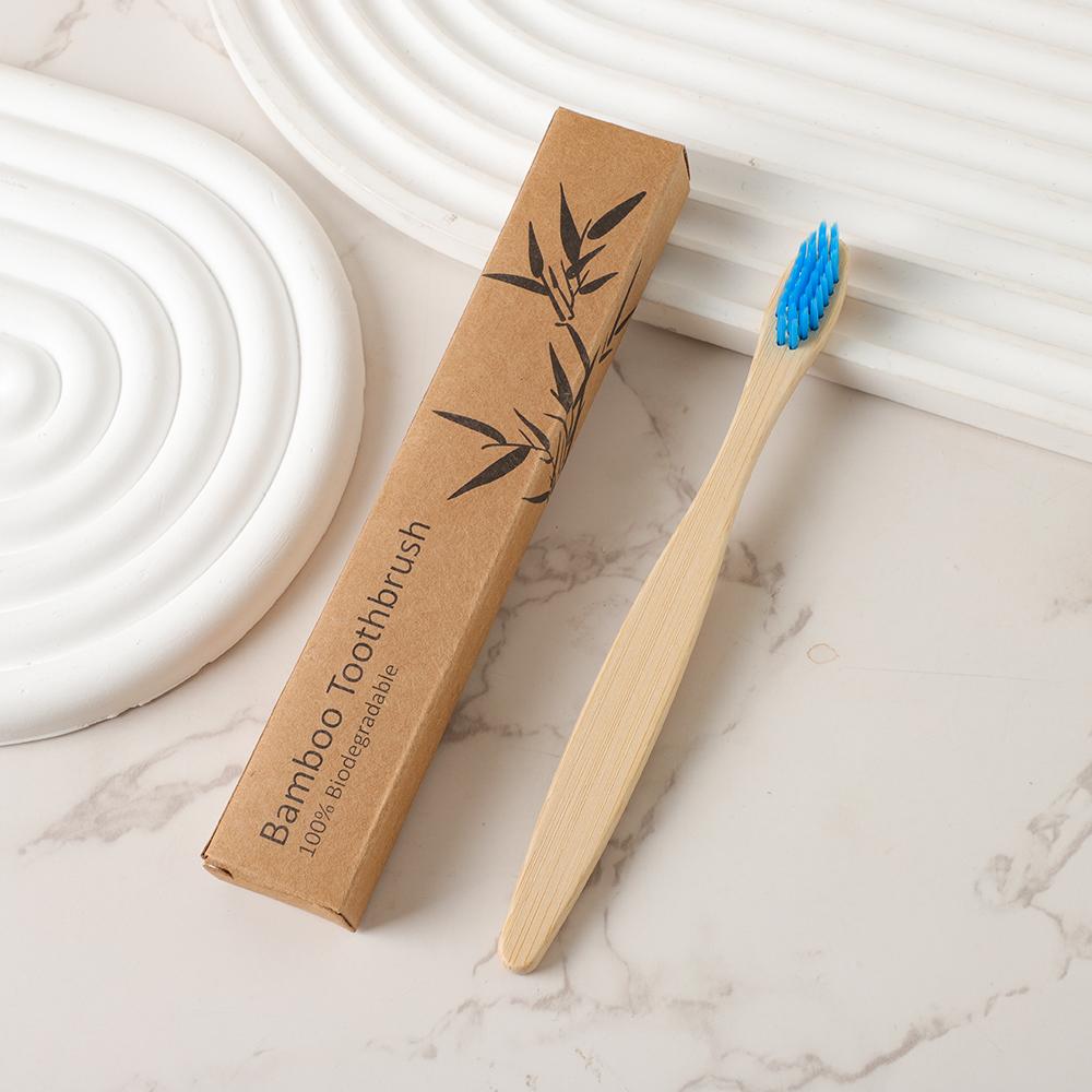 Ready Stock Fast Shipping Custom Kids Soft Natural BPA Free Biodegradable Kraft Box Bamboo Toothbrush