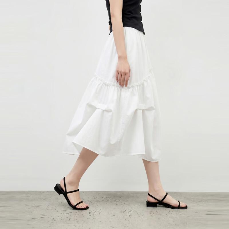 Women s Ruffle Trim A-Line Midi Skirt L