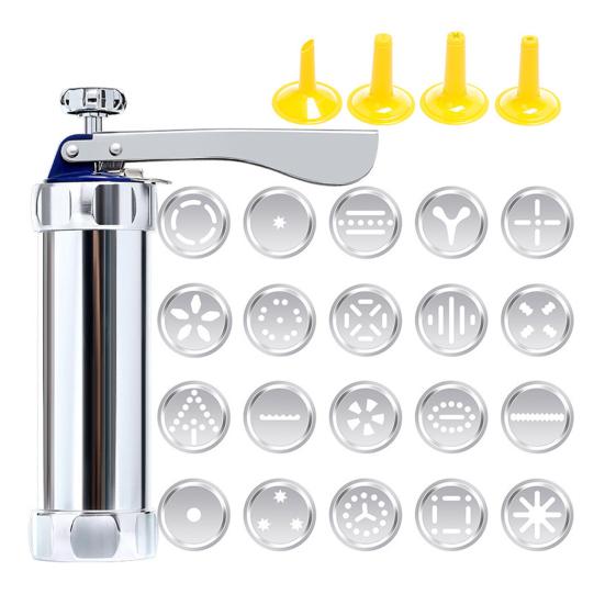 

Пресс для печенья из алюминиевого сплава с дисками и насадками Легко сжимаемый прибор для приготовления печенья Безопасный для мытья в посудомоечной машине Инструмент для выпечки для домашнего печенья, кексов, выпечки